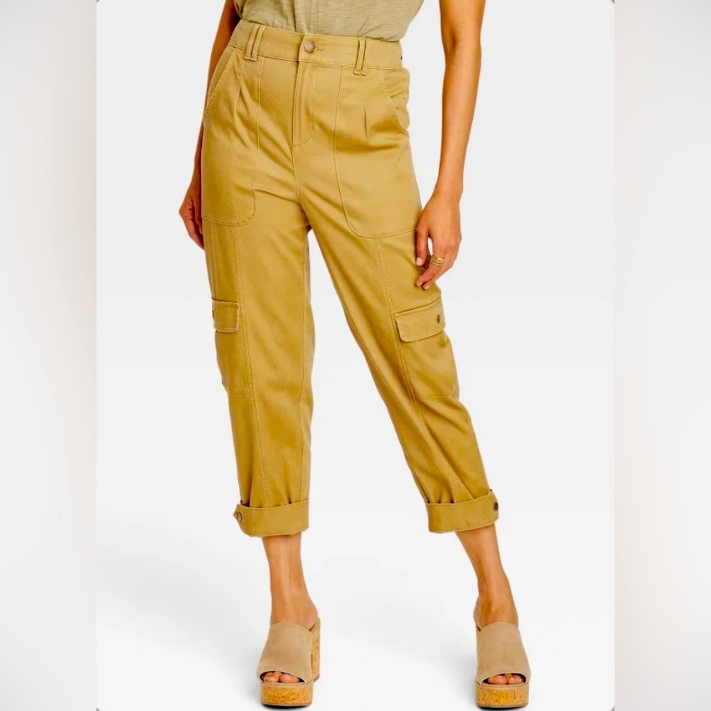 Mustard Yellow Relaxed Baggy Fit Cargo Pants with Ankle/Cropped Length